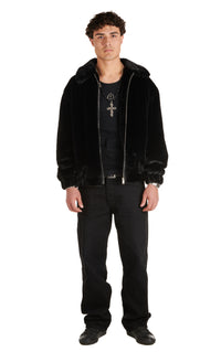 PIMP Fur Jacket black panther