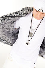 PIMP Fur Jacket grey leopard